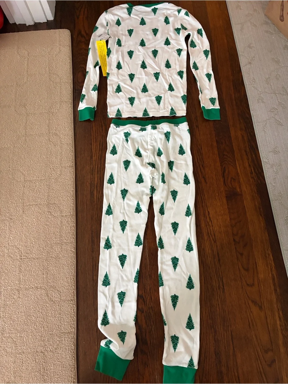 Crewcuts White Pajama Set with Green Christmas Tree Print